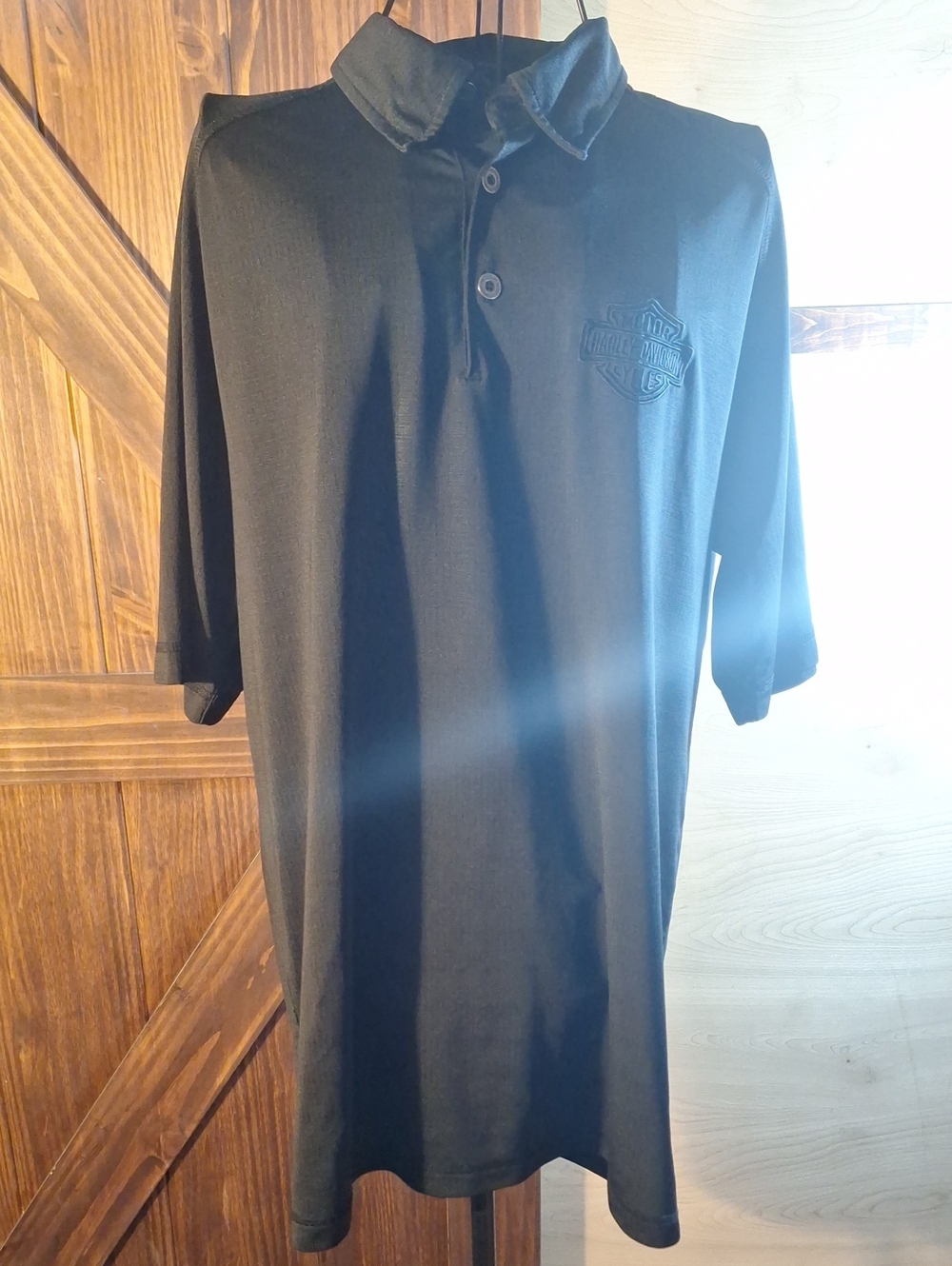 Harley-Davidson Black Short-Sleeve Polo with Tone-on-Tone Logo